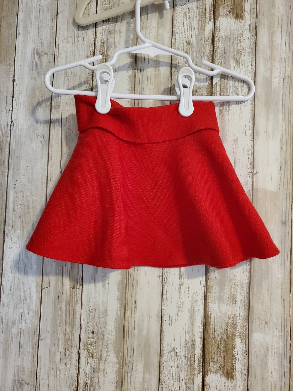 Girls Classic Red Knit Skater Skirt